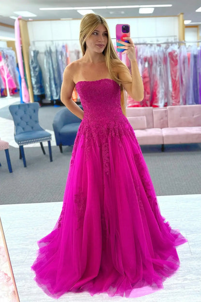 TU008-prom dresses 2026-Viniodress-Fuchsia-Custom Size-