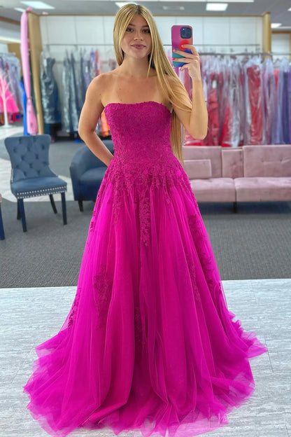 TU008-prom dresses 2026-Viniodress-Fuchsia-Custom Size-