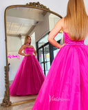 Fuchsia Strapless Prom Dresses Shiny Tulle Formal Gown FD3609-prom dresses-Viniodress-Viniodress