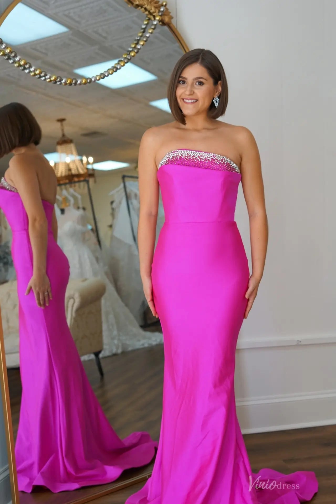 SS131-prom dresses 2026-Viniodress-Fuchsia-Custom Size-