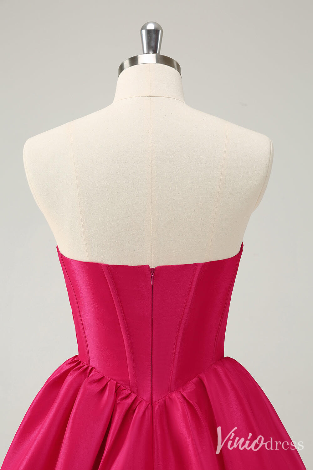 Fuchsia Sweetheart Homecoming Dresses Satin Strapless Back to School Dress S24018-prom dresses-Viniodress-Viniodress