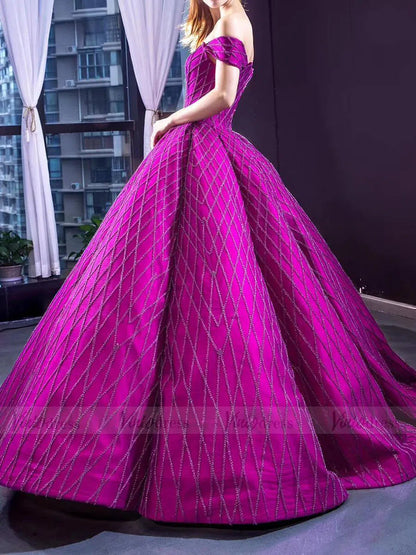 Fully Beaded Magenta Quinceañera Dresses FD1482 viniodress-prom dresses 2025 -Viniodress-Magenta-Custom Size-