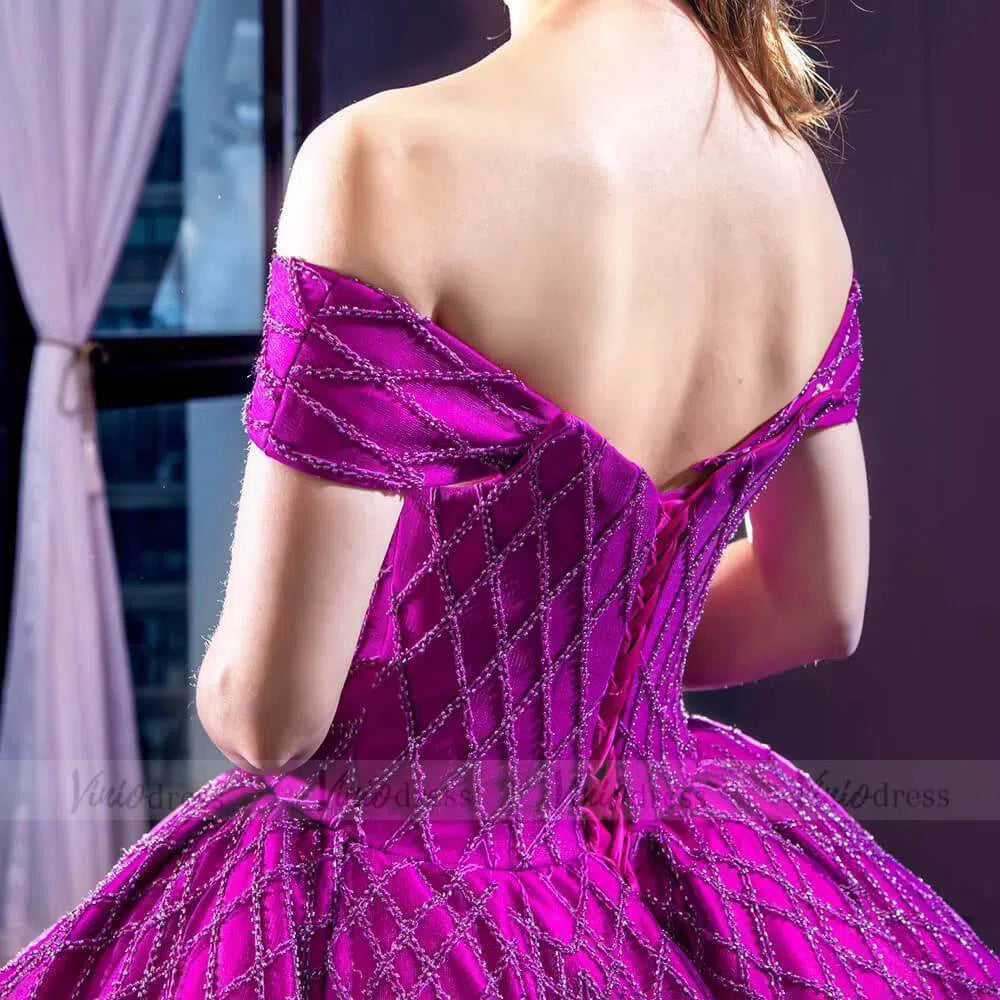 Fully Beaded Magenta Quinceañera Dresses FD1482 viniodress-prom dresses 2025 -Viniodress-Magenta-Custom Size-
