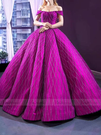 Fully Beaded Magenta Quinceañera Dresses FD1482 viniodress-prom dresses 2025 -Viniodress-Magenta-Custom Size-