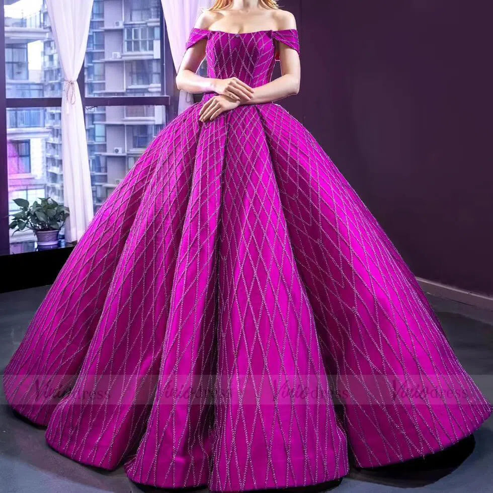 Prom Dress 2025 Fully Beaded Magenta Quinceañera Dresses 2019 FD1482 viniodress-unique prom dresses-Magenta-Custom Size-Viniodress