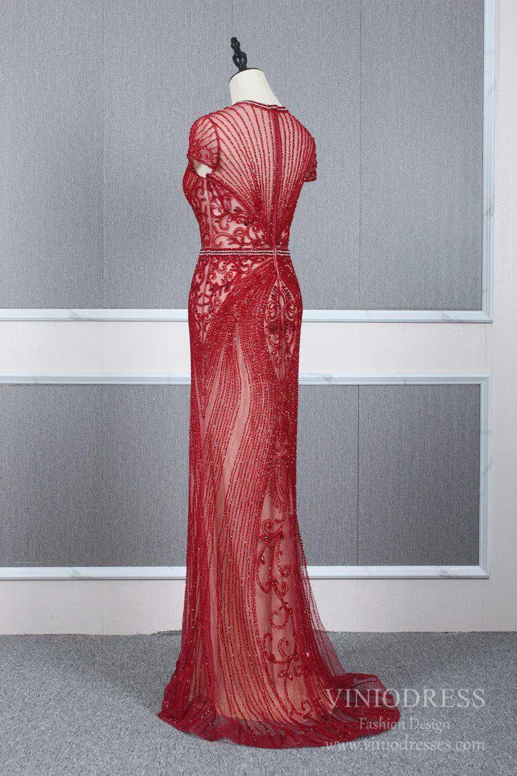 Glitter Beaded Mermaid Formal Dresses 20s Pageant Dress FD1395-Evening Dresses 2025 -Viniodress-Silver-US 2-