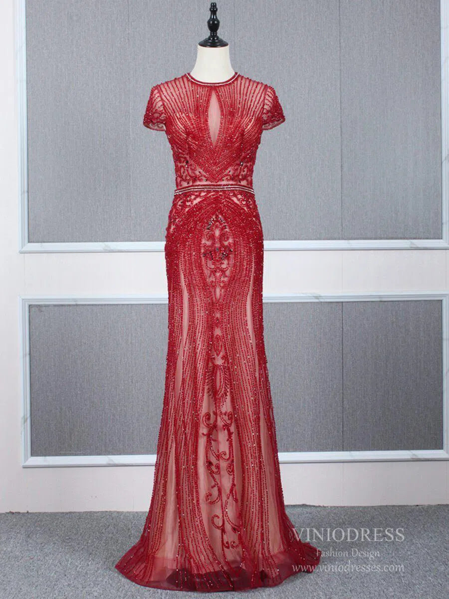 Glitter Beaded Mermaid Formal Dresses 20s Pageant Dress FD1395-Evening Dresses 2025 -Viniodress-Silver-US 2-