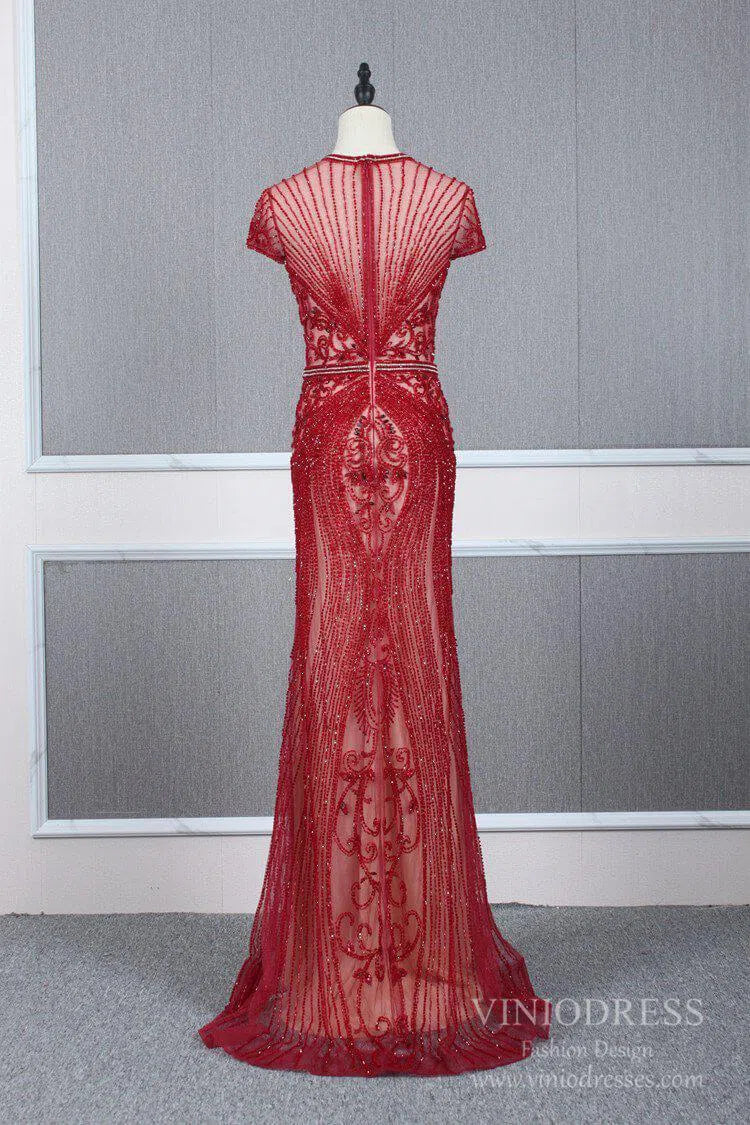 Glitter Beaded Mermaid Formal Dresses 20s Pageant Dress FD1395-Evening Dresses 2025 -Viniodress-Silver-US 2-