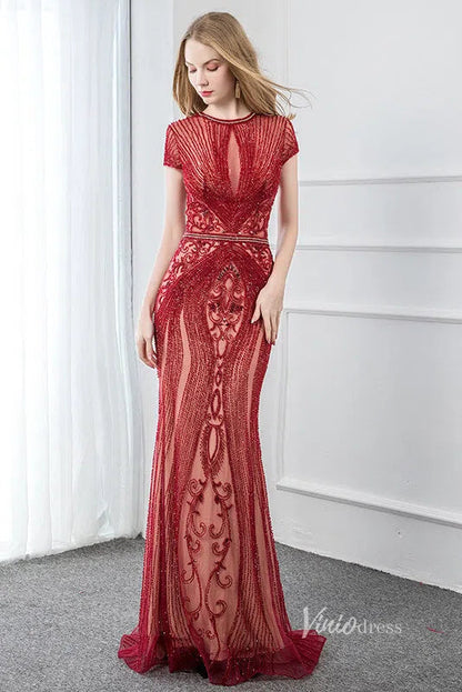 Glitter Beaded Mermaid Formal Dresses 20s Pageant Dress FD1395-Evening Dresses 2025 -Viniodress-Silver-US 2-