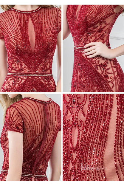 Glitter Beaded Mermaid Formal Dresses 20s Pageant Dress FD1395-Evening Dresses 2025 -Viniodress-Silver-US 2-