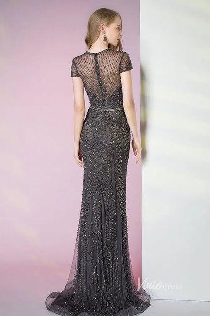 Glitter Beaded Mermaid Formal Dresses 20s Pageant Dress FD1395-Evening Dresses 2025 -Viniodress-Silver-US 2-
