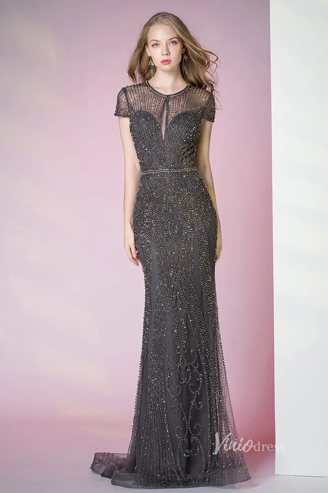 Prom Dress 2025 Glitter Beaded Mermaid Formal Dresses 20s Pageant Dress FD1395-unique prom dresses-Black-US 2-Viniodress