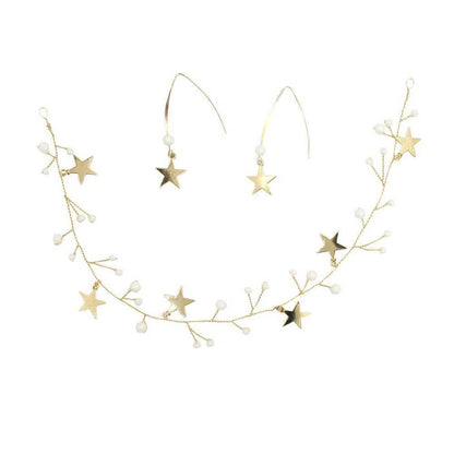 Glitter Star Pearl Headband and Eearrings Set AC1098-Headpieces 2025 -Viniodress-Headband&Earrings-