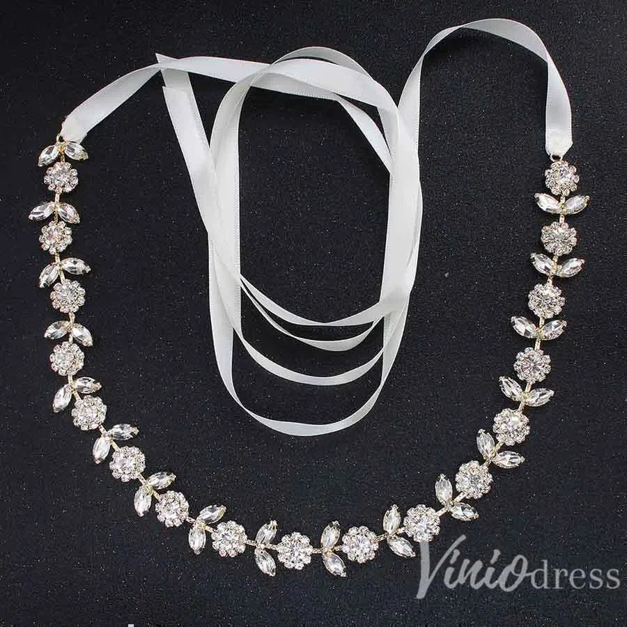 Glittering Rhinestone Bridal Sashes Viniodress AC1090-Sashes & Belts 2025 -Viniodress-Gold-