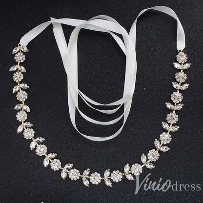 Glittering Rhinestone Bridal Sashes Viniodress AC1090-Sashes & Belts 2025 -Viniodress-Gold-