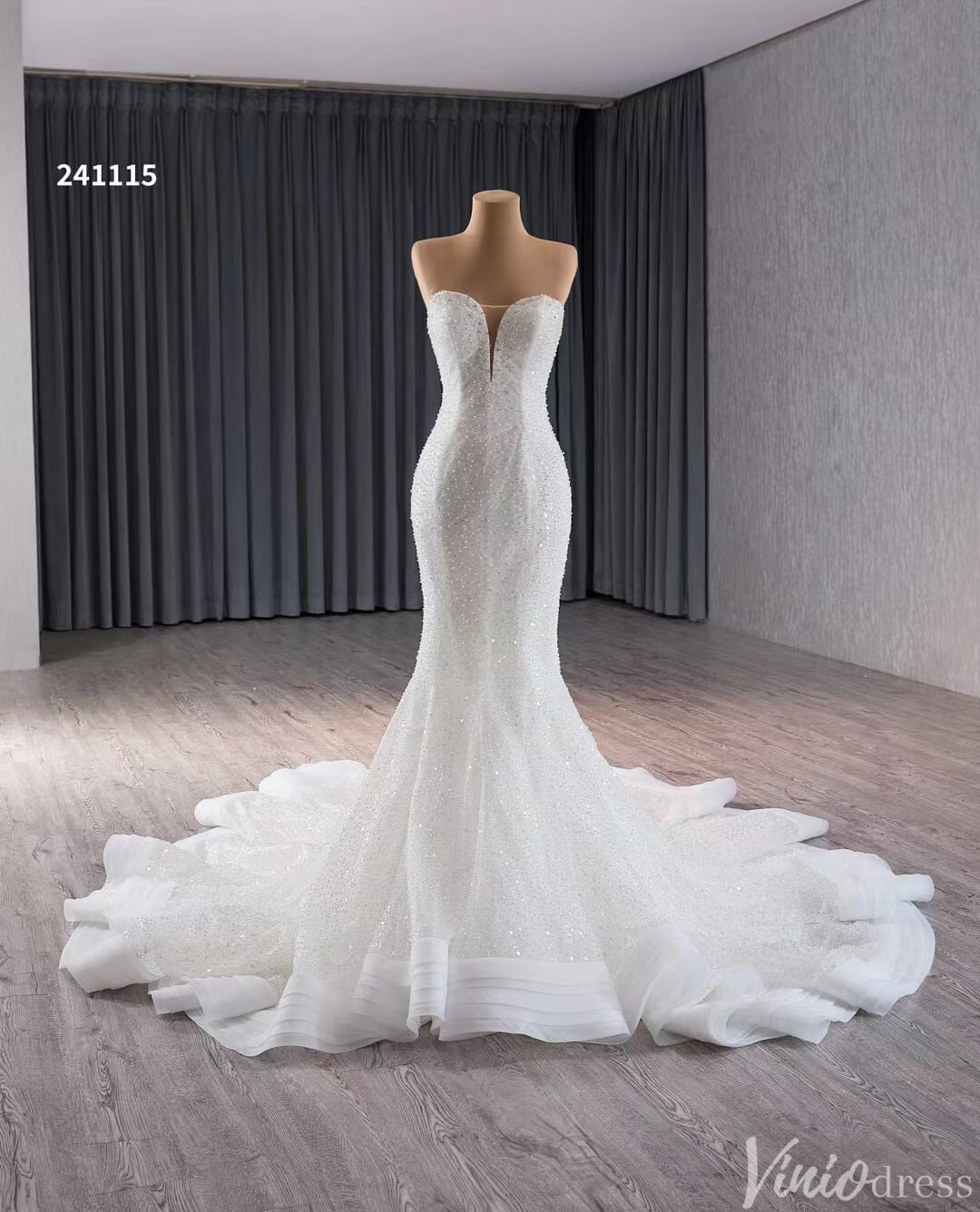Glittery Beaded Mermaid Wedding Dresses Off the Shoulder 241115-wedding dresses 2025 -Viniodress-Ivory-Custom Size-
