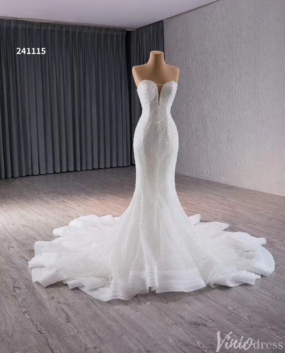 Glittery Beaded Mermaid Wedding Dresses Off the Shoulder 241115-wedding dresses 2025 -Viniodress-Ivory-Custom Size-