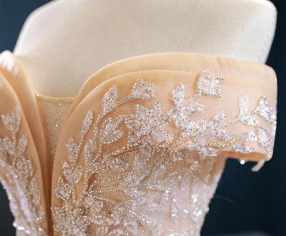 Glittery Champagne Quinceanera Dresses Off the Shoulder Prom Dress FD2432 viniodress-Quinceanera Dresses 2025 -Viniodress-As Picture-Custom Size-