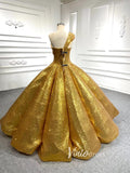 Glittery Sequin Gold Ball Gown Golden Wedding Dresses 66567 viniodress-Quinceanera Dresses-Viniodress-Viniodress