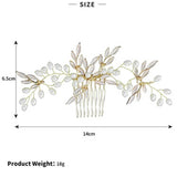 Gold Bridal Comb with Pearl AC1059-Headpieces-Viniodress-Gold-Viniodress