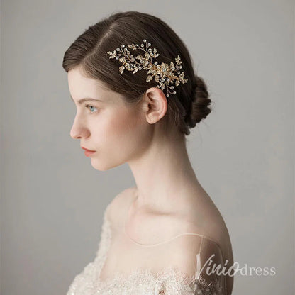 Gold Bridal Hair clips Viniodress ACC1128-Headpieces 2025 -Viniodress-Gold-