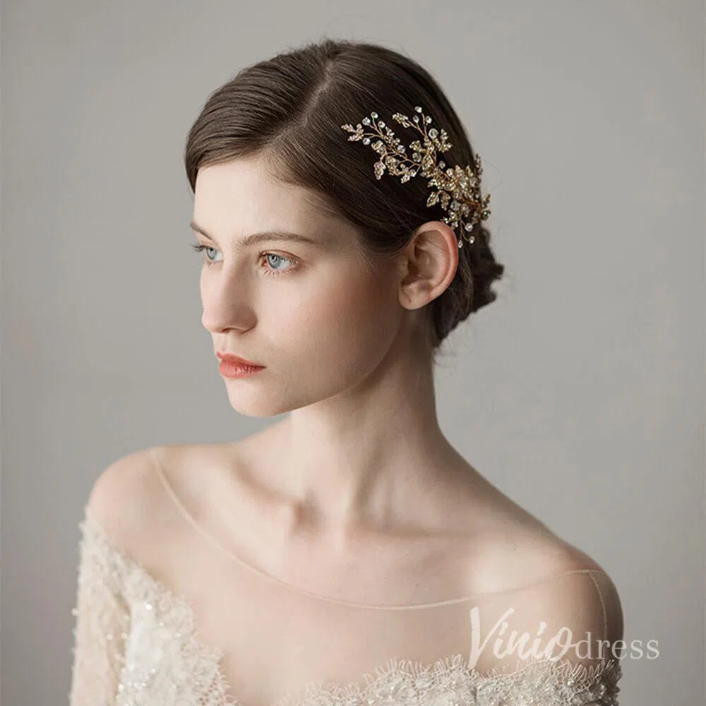 Gold Bridal Hair clips Viniodress ACC1128-Headpieces-Viniodress-Gold-Viniodress