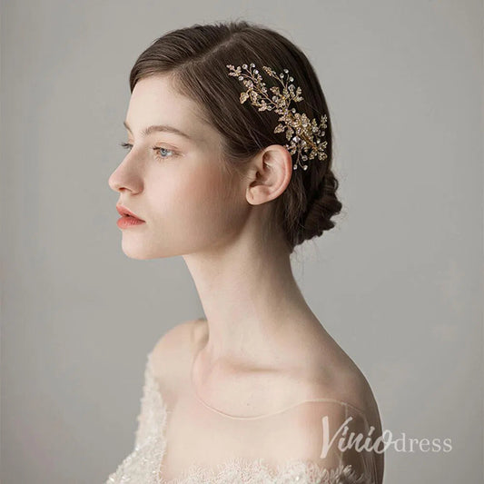 Gold Bridal Hair clips Viniodress ACC1128-Headpieces-Viniodress-Gold-Viniodress