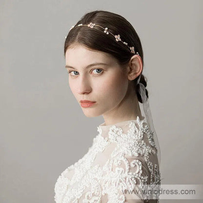 Gold Bridal Headband with Tiny Flowers Viniodress ACC1093-Headpieces 2025 -Viniodress-Gold-