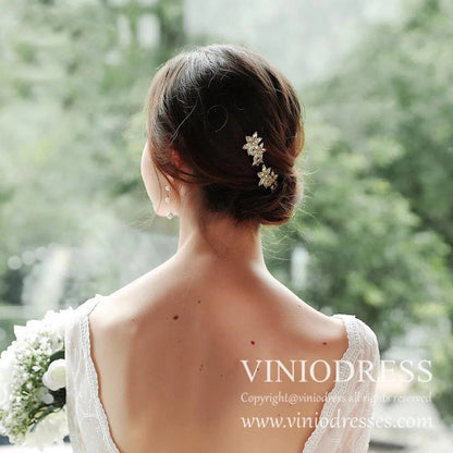 Gold Crystal Blossom Bridal Hairpins AC1024-Headpieces 2025 -Viniodress-Gold-