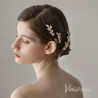 Gold Crystals Pearls Hairpins and Combs Viniodress ACC1134-Headpieces 2025 -Viniodress-Comb&Hairpins-