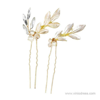 Gold Crystals Pearls Hairpins and Combs Viniodress ACC1134-Headpieces 2025 -Viniodress-Hairpins-