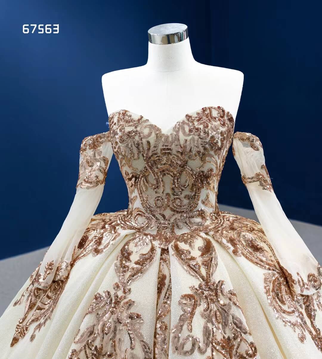 Gold Debut Ball Gown Cinderella Sweet 16 Dress Wedding Dresses 67563-Quinceanera Dresses 2025 -Viniodress-Gold-Custom Size-