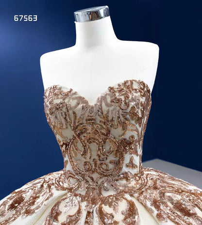 Gold Debut Ball Gown Cinderella Sweet 16 Dress Wedding Dresses 67563-Quinceanera Dresses 2025 -Viniodress-Gold-Custom Size-