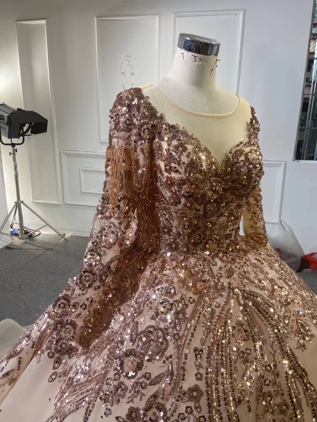 Gold Debut Gown Off the Shoulder Cinderella Ball Gown Wedding Dresses 222167-Quinceanera Dresses 2025 -Viniodress-Gold-Custom Size-