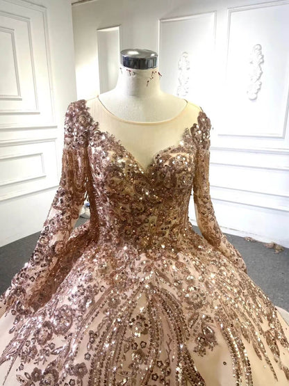 Gold Debut Gown Off the Shoulder Cinderella Ball Gown Wedding Dresses 222167-Quinceanera Dresses 2025 -Viniodress-Gold-Custom Size-