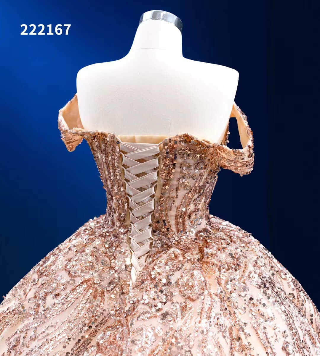 Gold Debut Gown Off the Shoulder Cinderella Ball Gown Wedding Dresses 222167-Quinceanera Dresses 2025 -Viniodress-Gold-Custom Size-