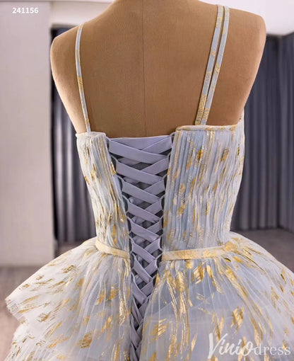 Gold Foil Layered Ruffle Quinceañera Dress with Double Straps 241156-Quinceanera Dresses 2025 -Viniodress-Gold-Custom Size-