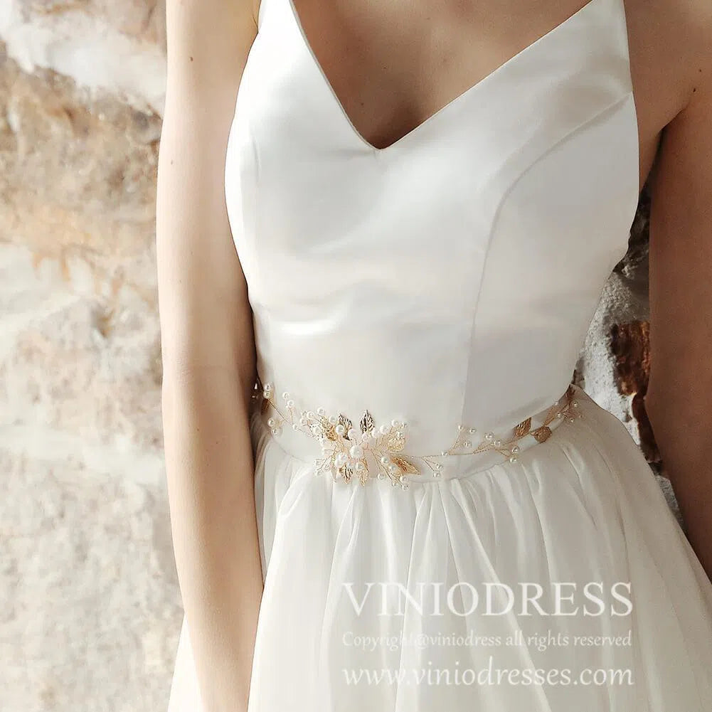 Gold Leaf Headband and Sash for Bride AC1070-Headpieces 2025 -Viniodress-Headband&Sash-