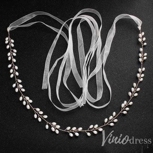 Gold Pearls Bridal Sashes Viniodress ACC1150-Sashes & Belts 2025 -Viniodress-Gold-
