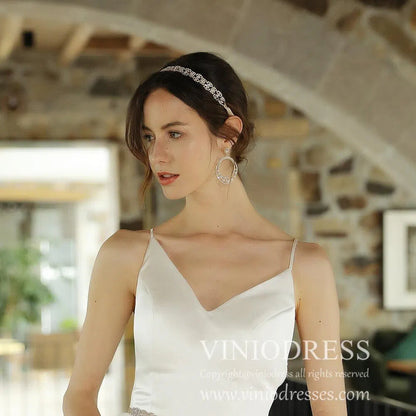 Gold Pearls Hoop Earrings Viniodress AC1071-Bridal Jewelry 2025 -Viniodress-Gold-