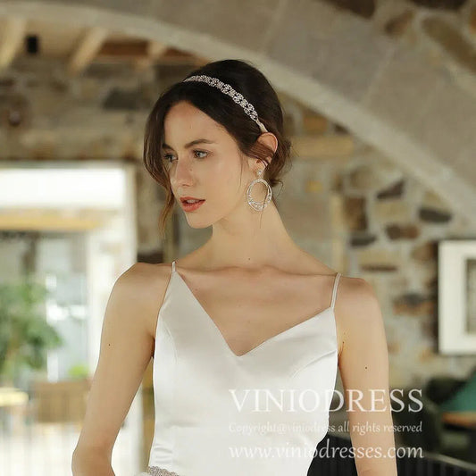 Gold Pearls Hoop Earrings Viniodress AC1071-Bridal Jewelry 2025 -Viniodress-Gold-