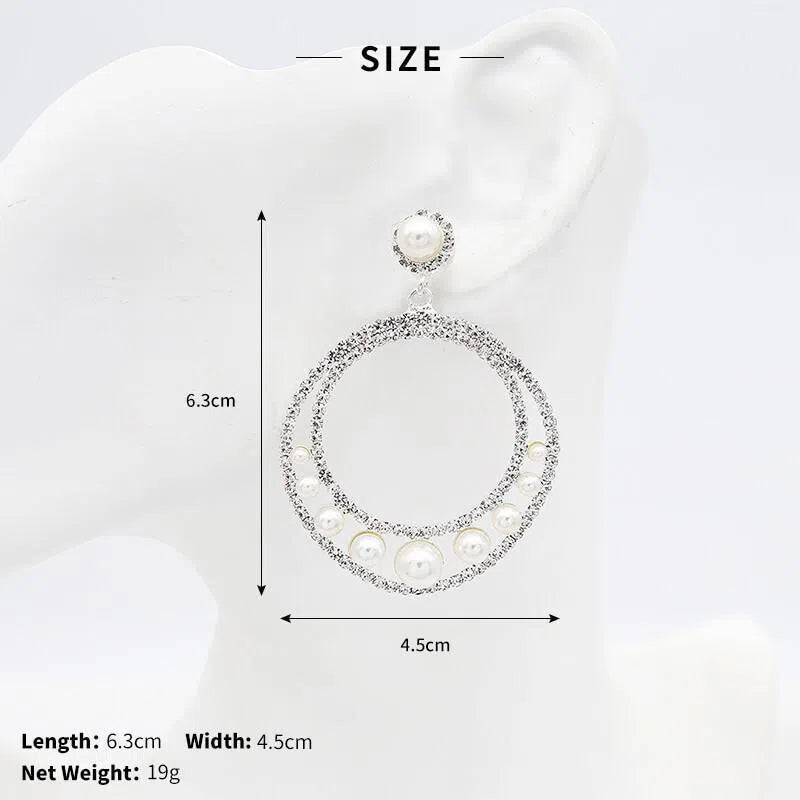 Gold Pearls Hoop Earrings Viniodress AC1071-Bridal Jewelry-Viniodress-Viniodress