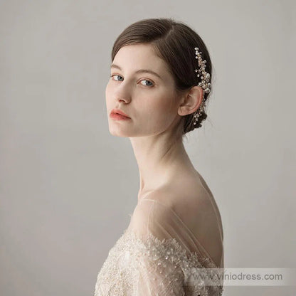 Gold Sprig Bridal Comb with Crystals and Pearls Viniodress ACC1108-Headpieces 2025 -Viniodress-Gold-