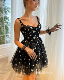 Short Prom Dresses 2025 Gold Star Black Homecoming Dresses Short Cocktail Dress SD1589-homecoming dresses-Viniodress-Black-Custom Size-Viniodress