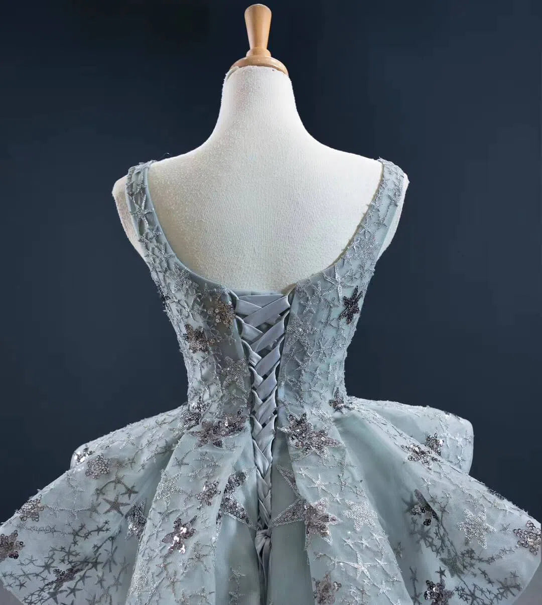 Gold Star Black Prom Dresses High Low Long Homecoming Dress FD2429-Homecoming Dresses 2025 -Viniodress-Grey-Custom Size-