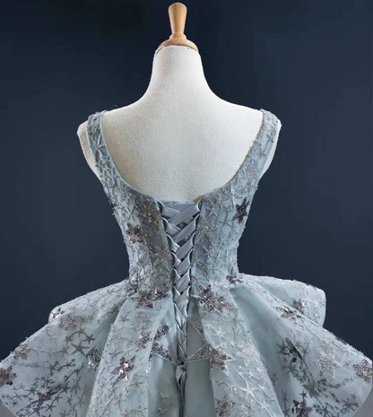 Gold Star Black Prom Dresses High Low Long Homecoming Dress FD2429-Homecoming Dresses 2025 -Viniodress-Grey-Custom Size-