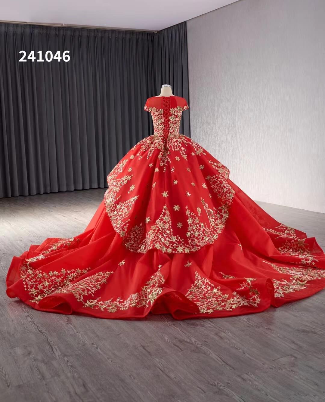 Gold Starry Lace Wedding Gown Overskirt Cap Sleeve Quinceanera Dress 241046-Quinceanera Dresses 2025 -Viniodress-Blue-Custom Size-