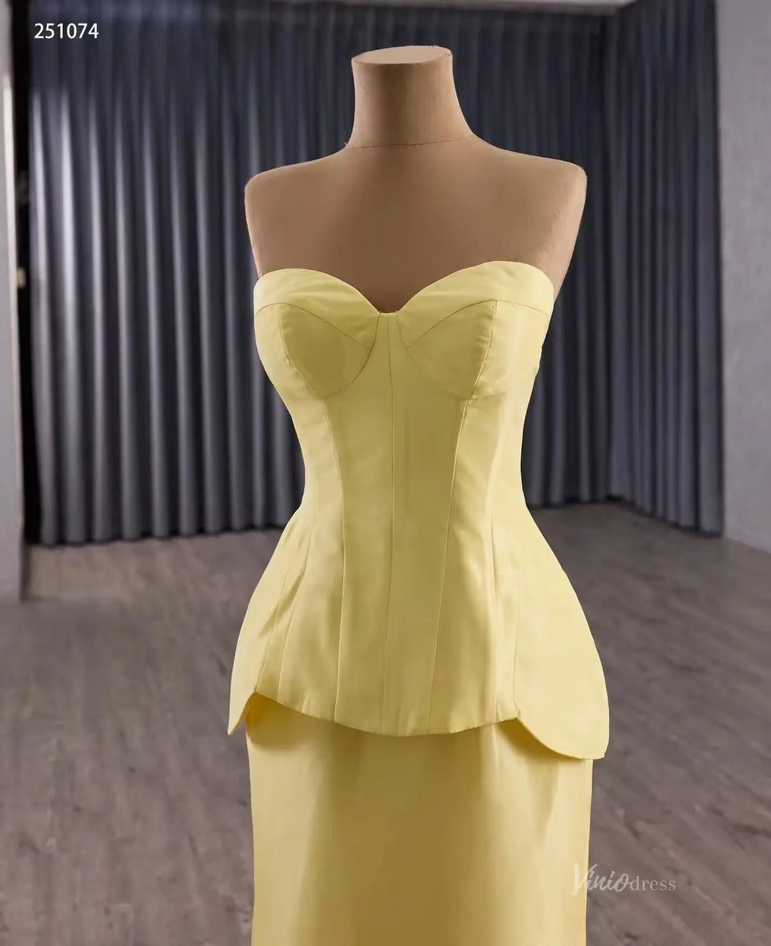 Golden Yellow Mermaid Wedding Gown Rosette Pageant Dress with Strapless Sweetheart Neck 251074-Pageant Dress 2026-Viniodress-Yellow-Custom Size-