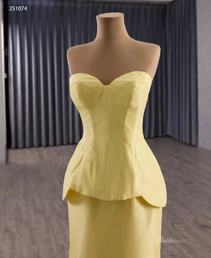 Golden Yellow Mermaid Wedding Gown Rosette Pageant Dress with Strapless Sweetheart Neck 251074-Pageant Dress 2026-Viniodress-Yellow-Custom Size-