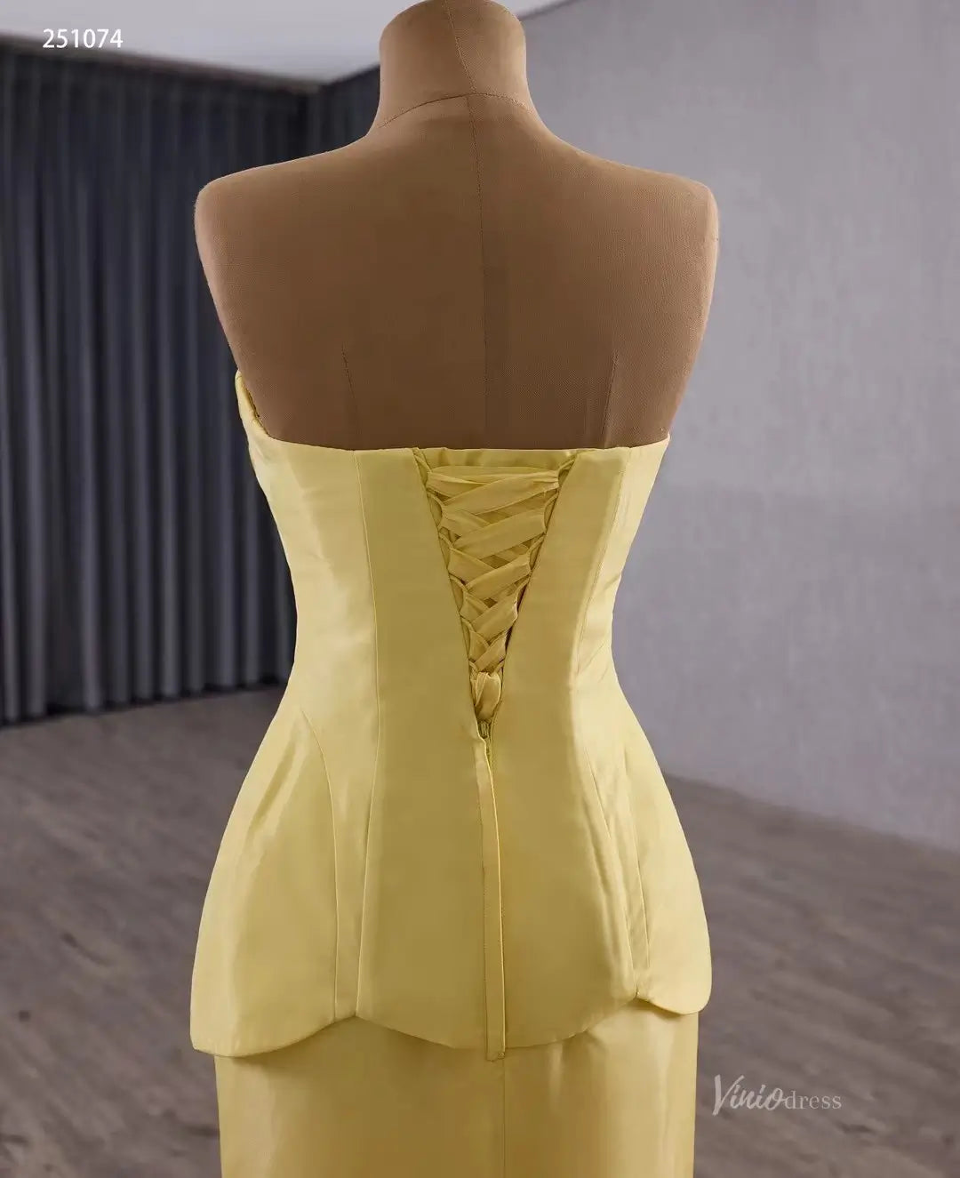 Golden Yellow Mermaid Wedding Gown Rosette Pageant Dress with Strapless Sweetheart Neck 251074-Pageant Dress 2026-Viniodress-Yellow-Custom Size-